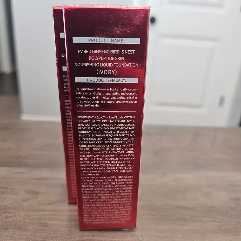 FV Ivory Red Ginseng Bird's Nest Polypeptide Liquid Foundation Makeup 2 Pack